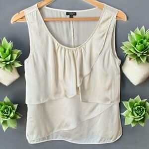 Talbots Silk Cream Asymmetrical Ruffled Blouse